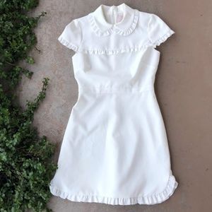 Gal Meets Glam Emma White Ruffle Sheath Dress